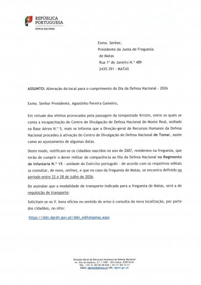 Altera&ccedil;&atilde;o Local - Dia da Defesa Nacional 2026